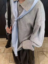 Asymmetric 100% Cotton Knit Polo Scarf