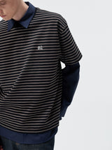 Short Sleeve Striped Embroidered Cotton Tee