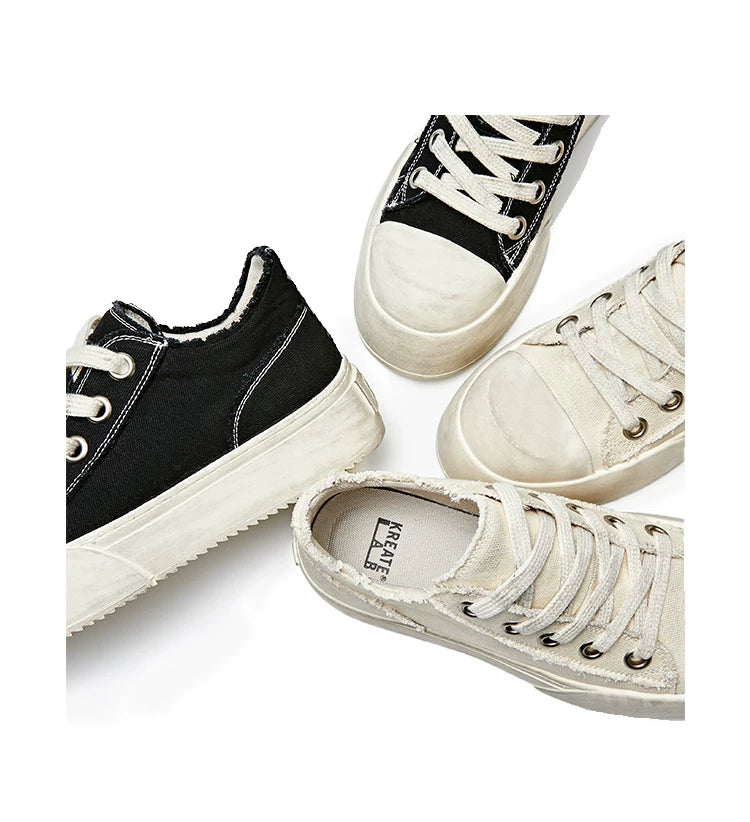 Distressed Washed Jumbo Platform Commuter Sneakers