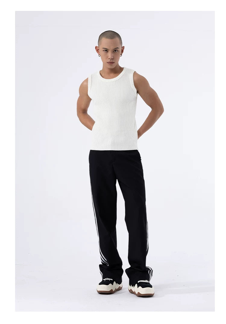 Loose Multi-color Crew Neck Sweater Vest
