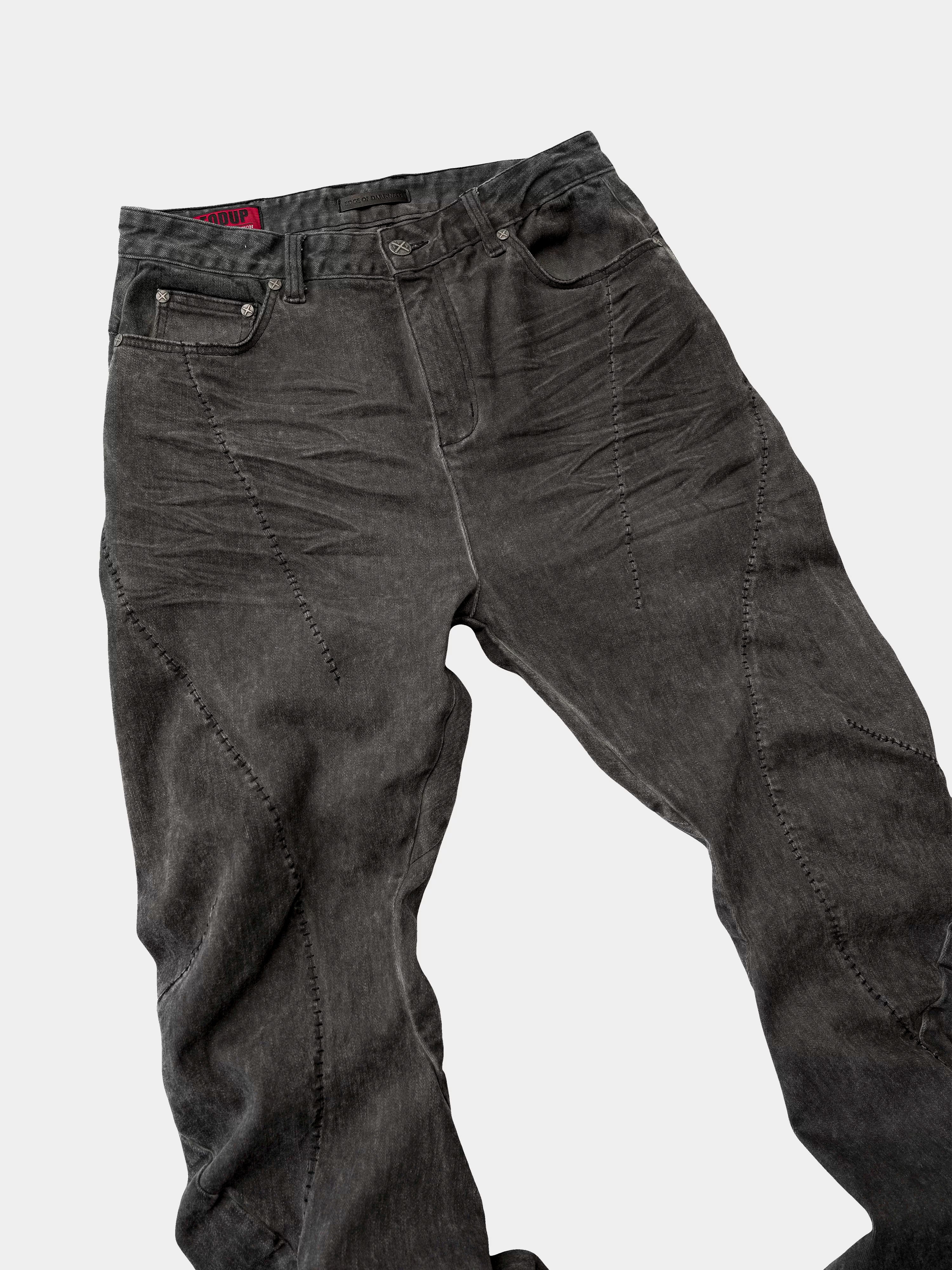 Dark Avant-Garde Deconstructed Stitched Blade Jeans