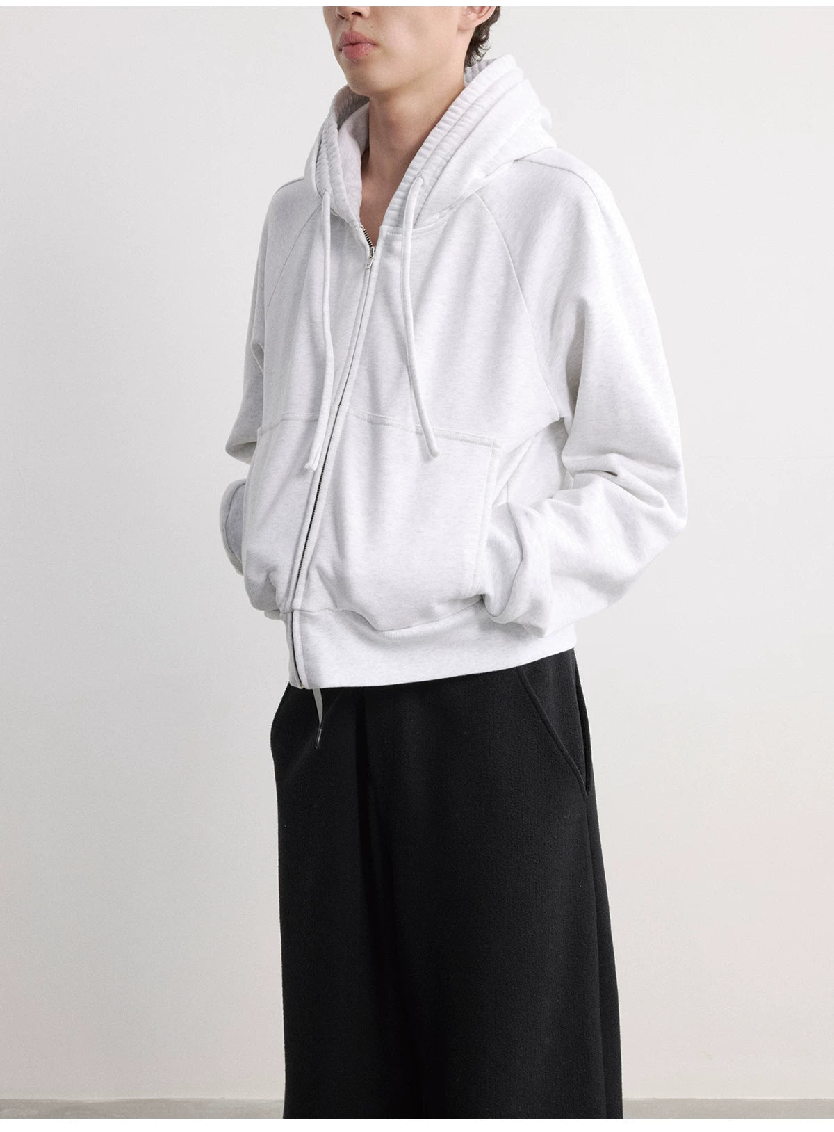 Drawstring Two-tone Raglan Cotton Hoodie