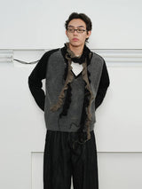 Men's Loose Colorblock V-neck Wool Sweater