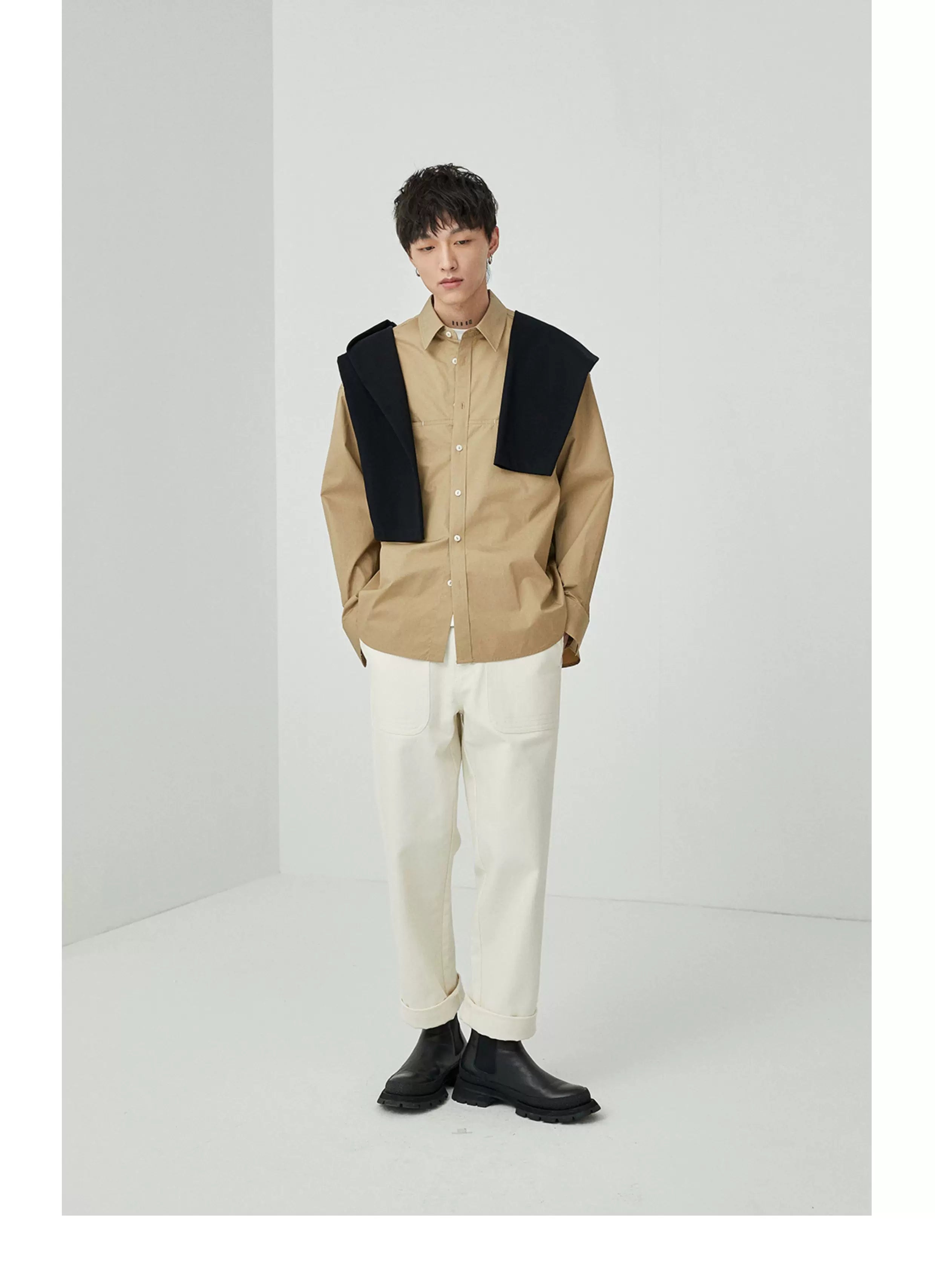 Split Pocket Basic Cotton Shirt