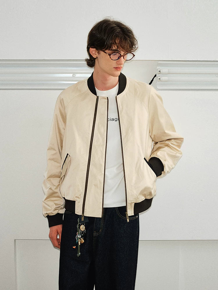 Men's Versatile Dual-Zip Satin-Reflective MA1 Bomber