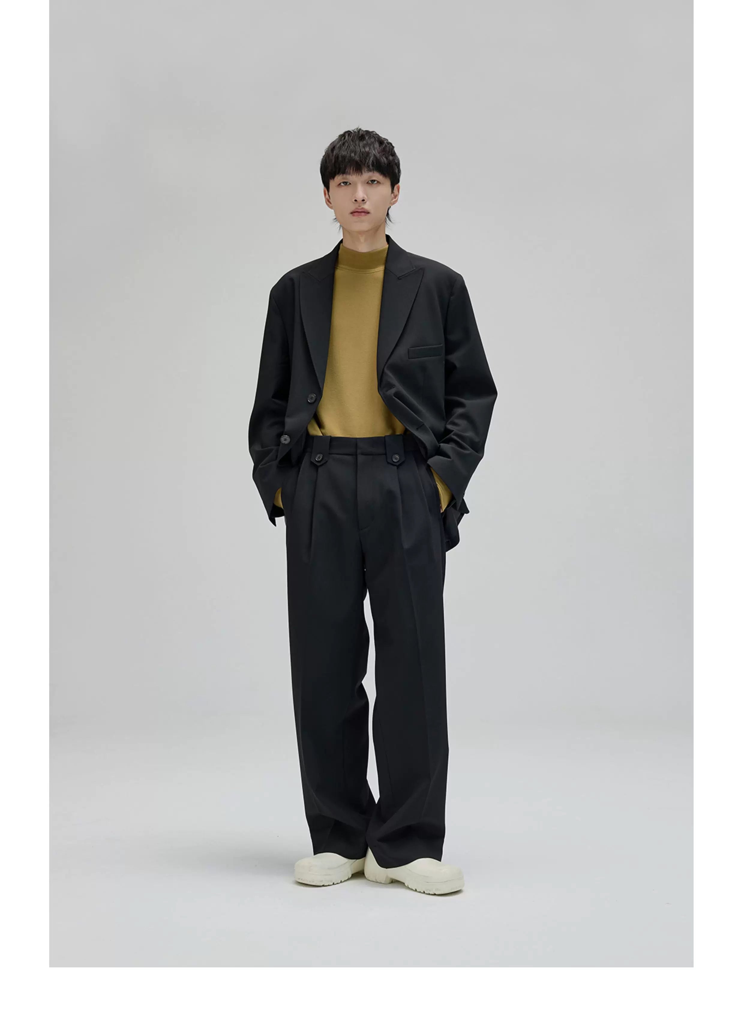 Vintage Pleated Wide Waist Casual Pants