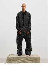 Tiger Print Curved Denim Jeans