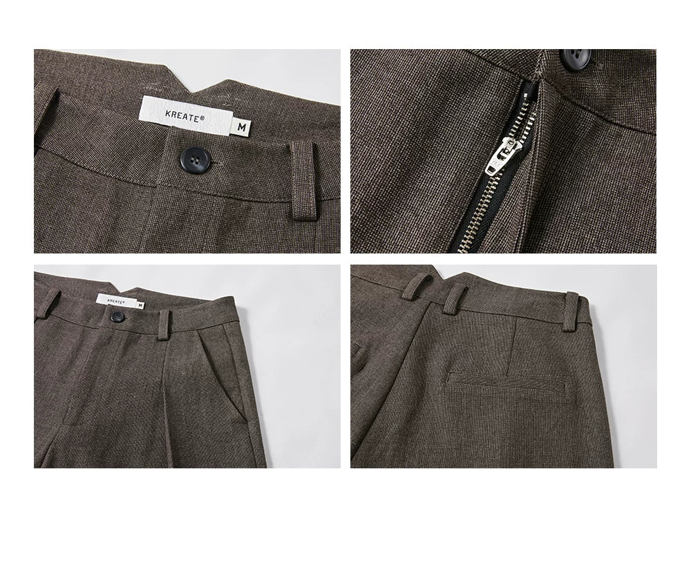 Men's Wool Houndstooth Pleated A-Line Pants