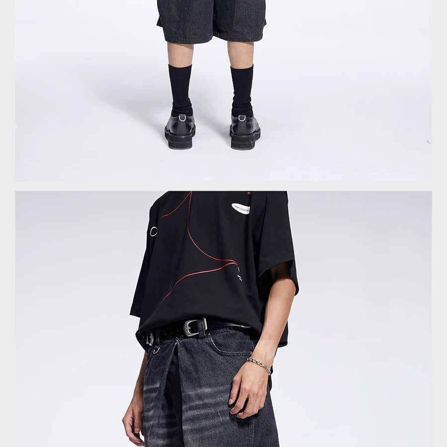 Special Waistband Tailored Washed Denim Shorts