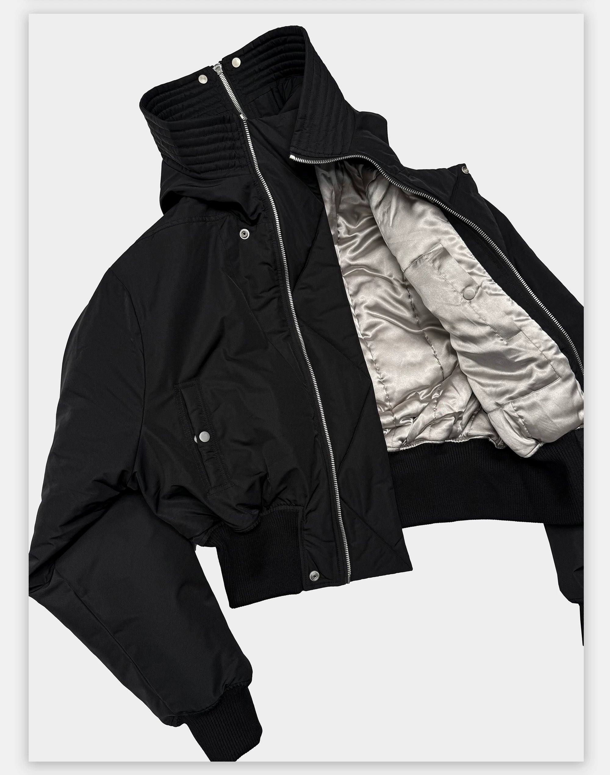 Dark 3M Oversized Hooded Bomber Jacket
