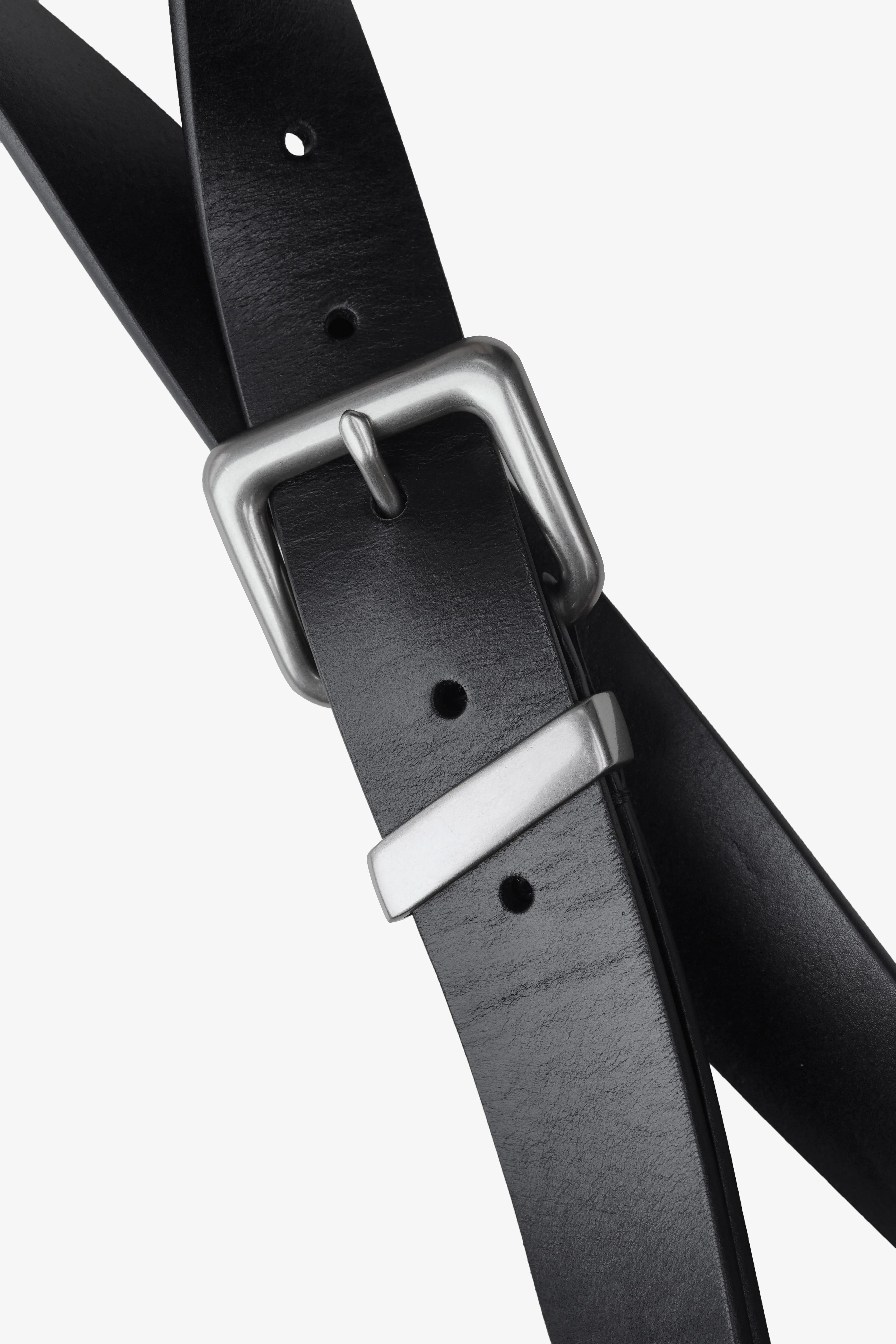 Unisex Rectangular Brass Buckle Leather Belt