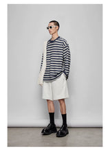 Striped Raw Edge Long Sleeve Tee