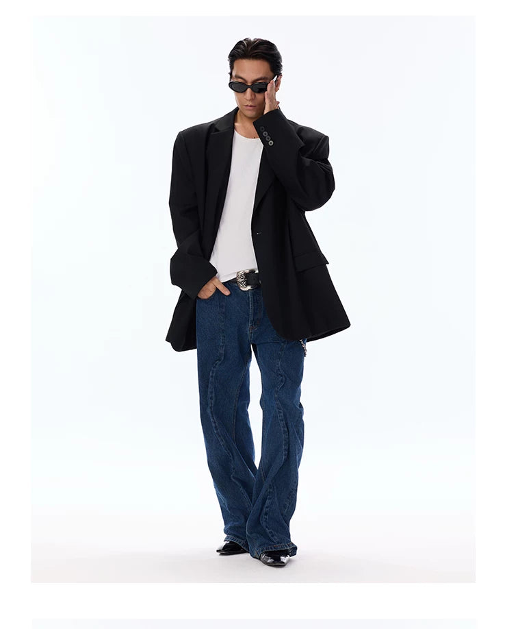 Oversized Structured Wool Blend Blazer
