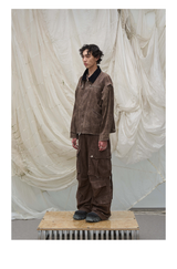 Washed Pleated Adjustable Strap Parachute Pants