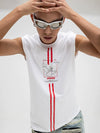 Men's White Loose Hand-Printed Tank Tops