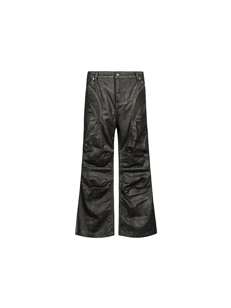 Nightfang Black Waxed Flared Jeans