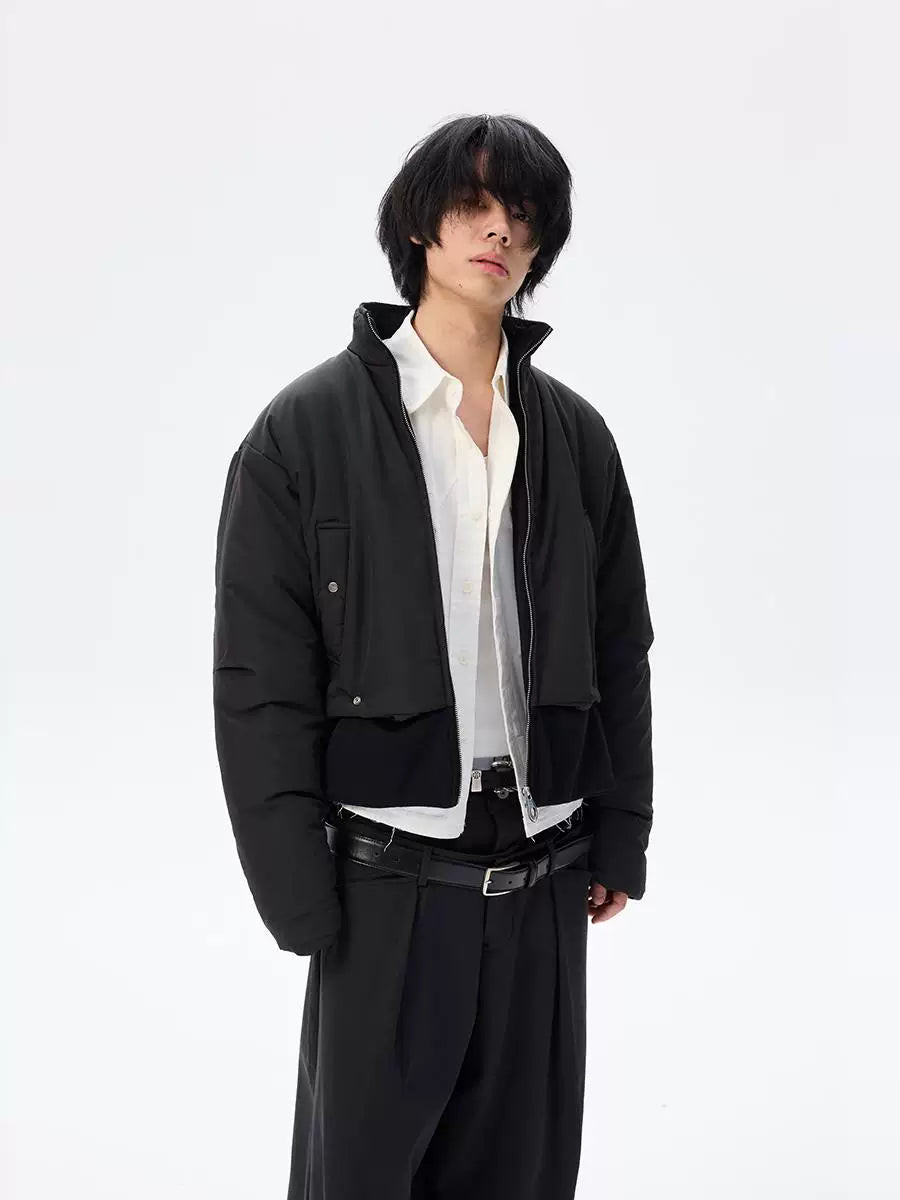 Oversized Curved Sleeves Ribbed Down Jacket
