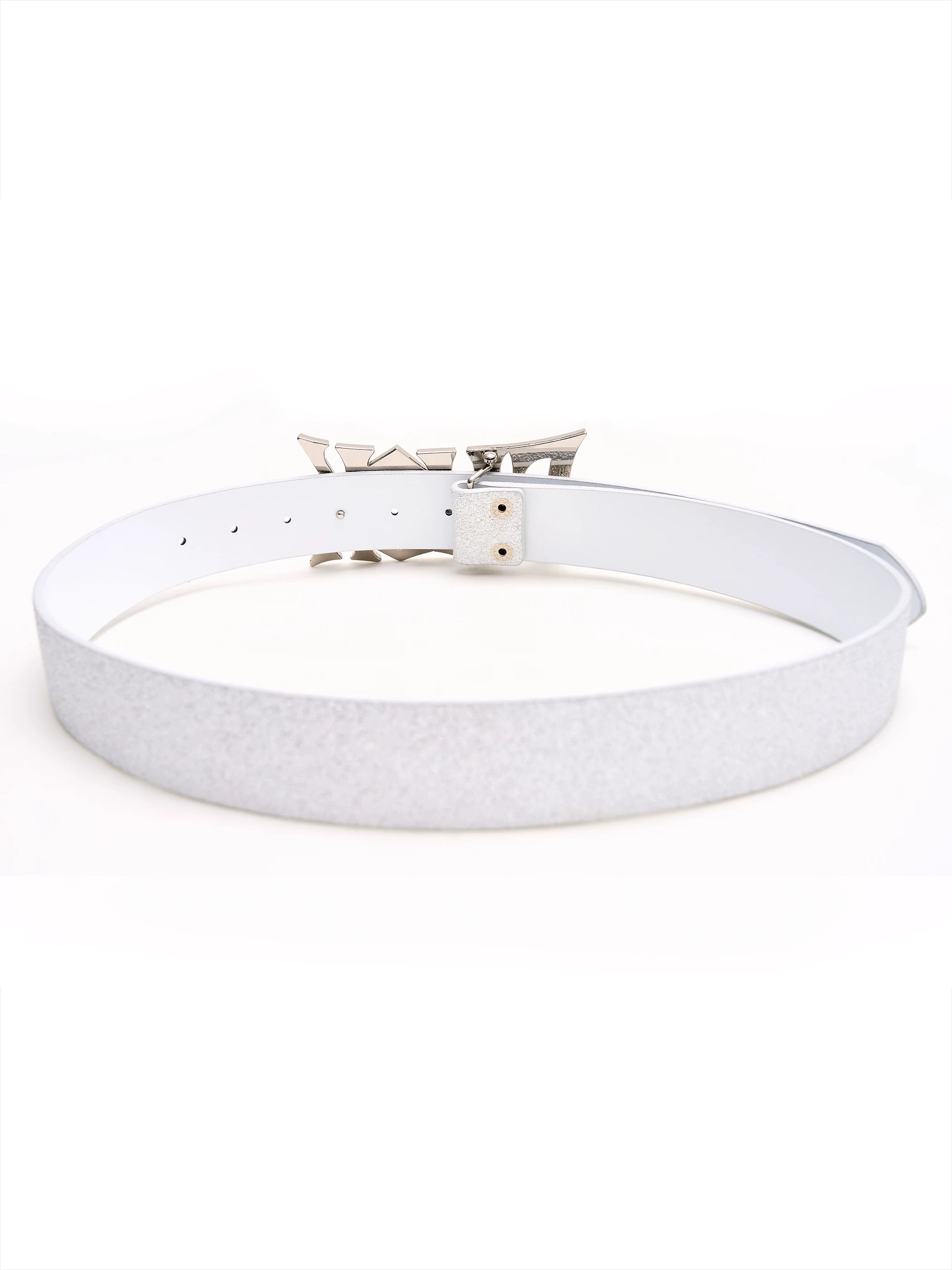 Diamond Encrusted Silver Leather Belt