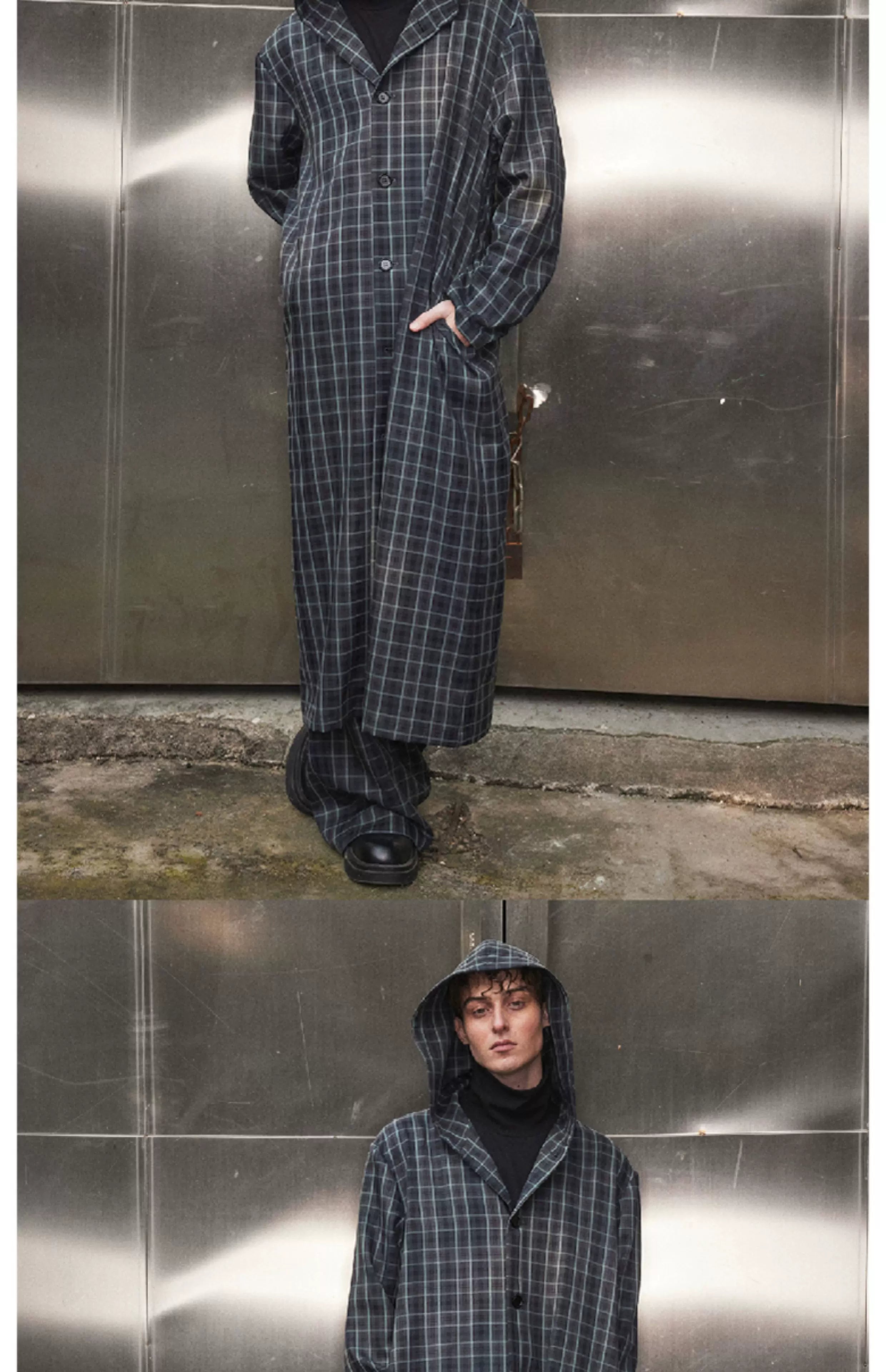 Lightweight Plaid Hooded Robe Set