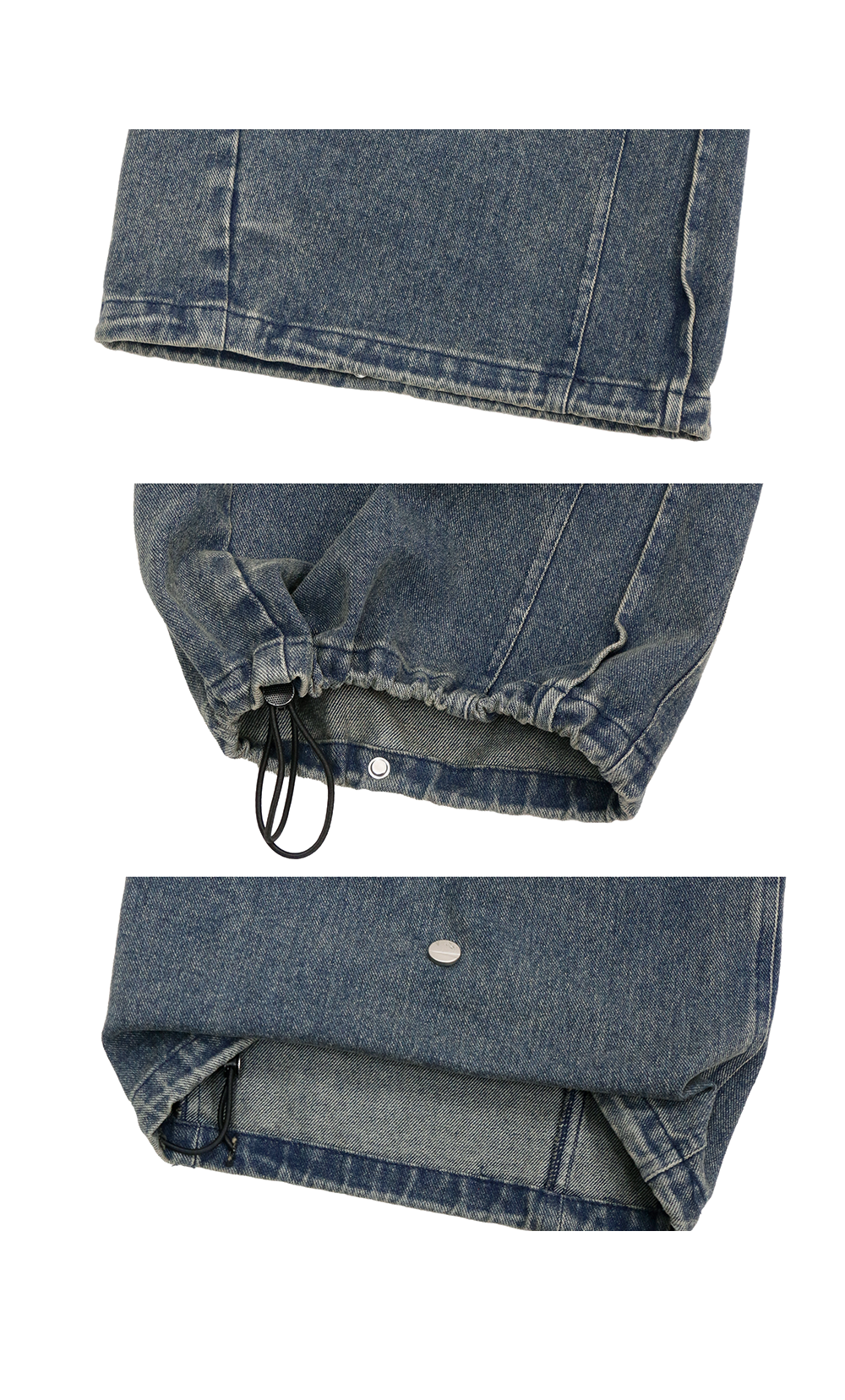Studded Deconstructed Washed Two-tone A-line Jeans