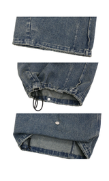 Studded Deconstructed Washed Two-tone A-line Jeans