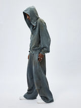 Vintage Washed Drawstring Wide Leg Sweatpants