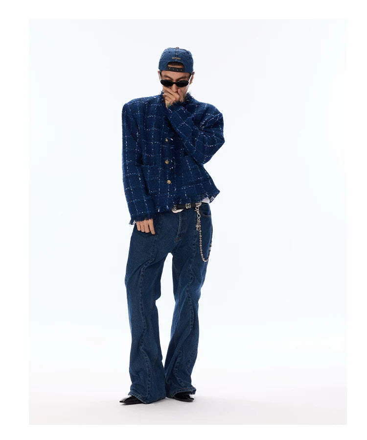 Elegant Retro Plaid Boxy Tweed Jacket