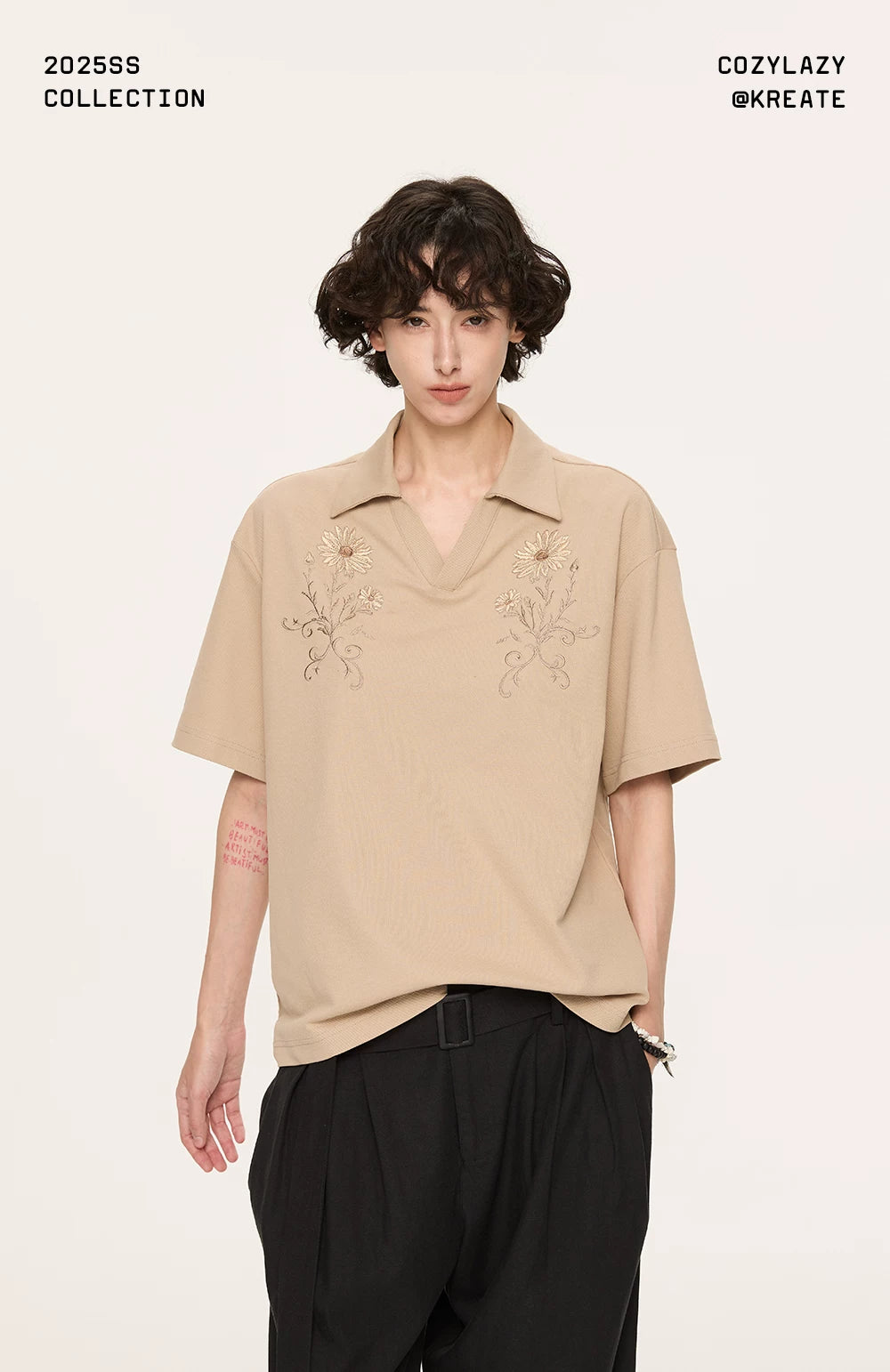 Embroidered Seagull V-neck Polo Shirts