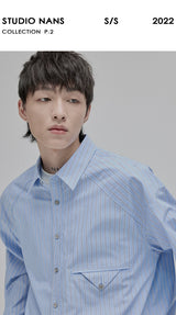 Blue White Striped Pocket Shirt