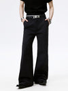 Black Straight Flared Casual Pants