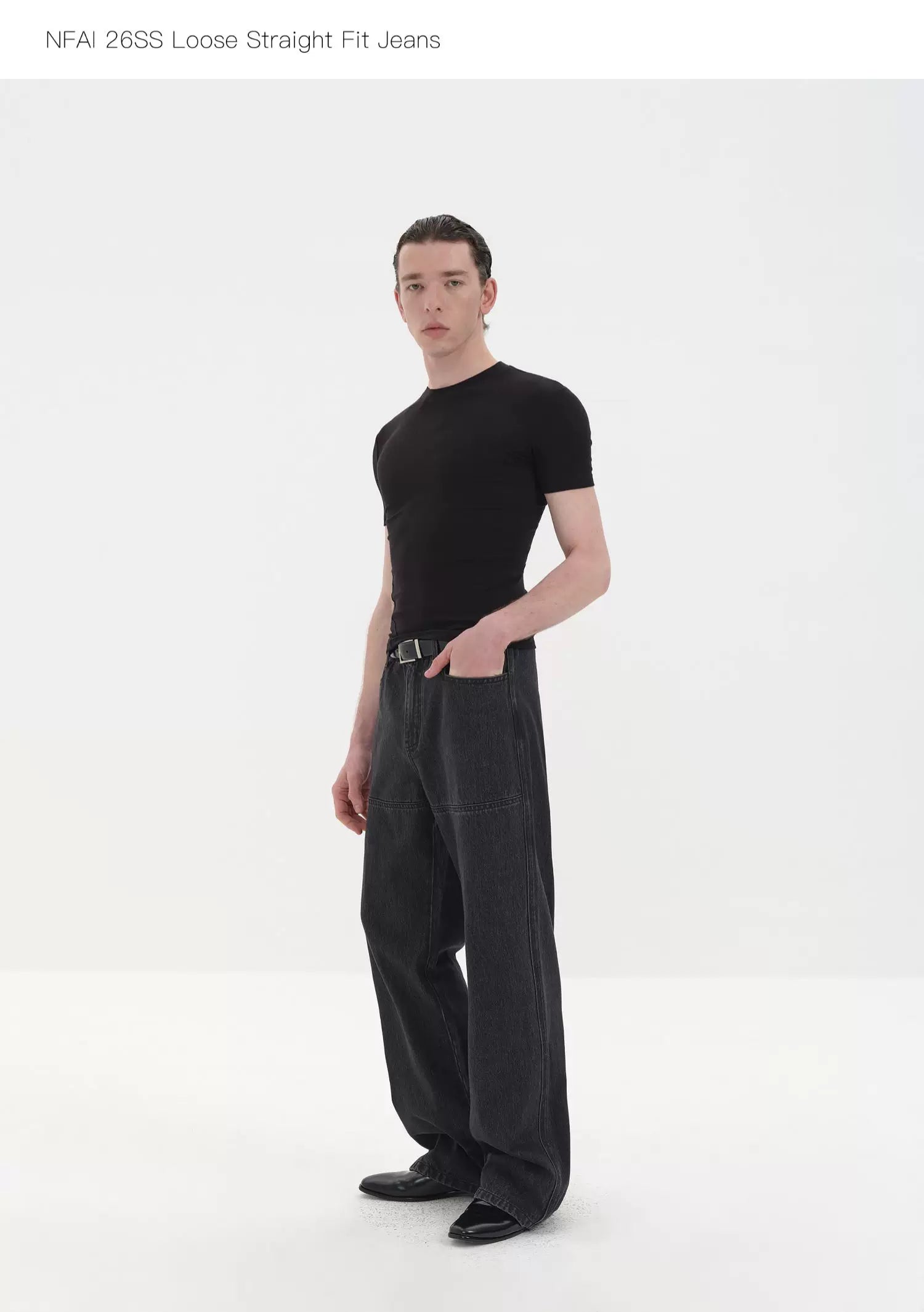 Fitted Straight Leg Patchwork Black-White-Blue Jeans