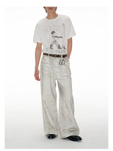 White Distressed Wide Leg Jeans