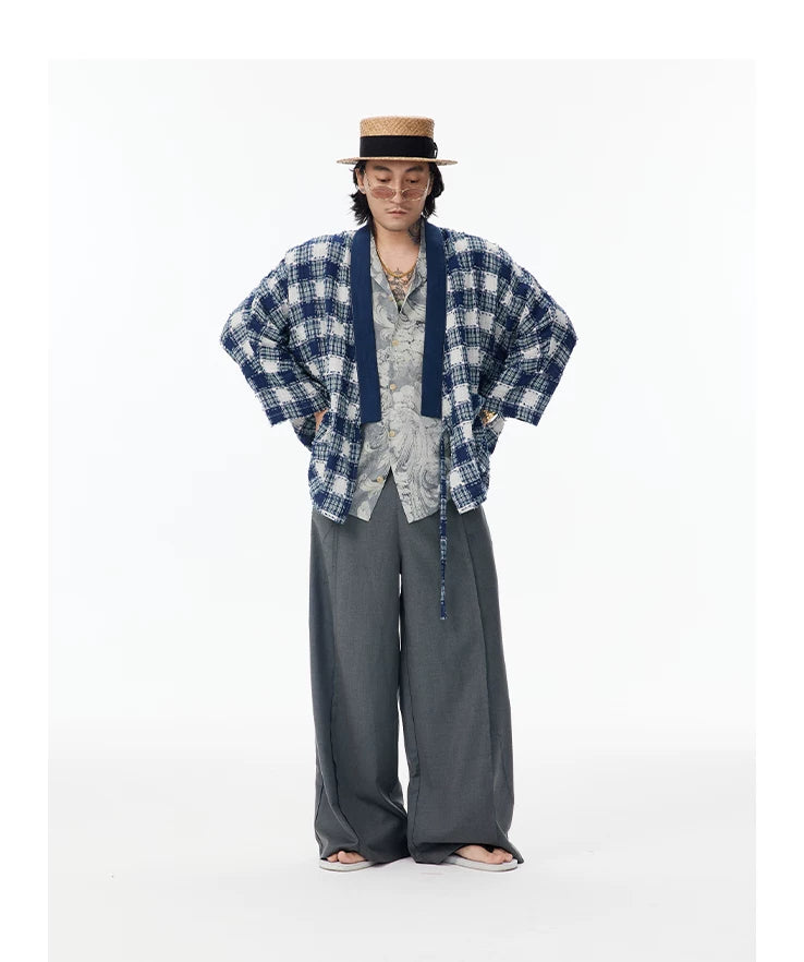 Patchwork Plaid Chinese Cardigan