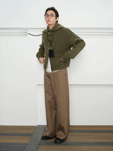 Men's High Neck Wool Cardigan