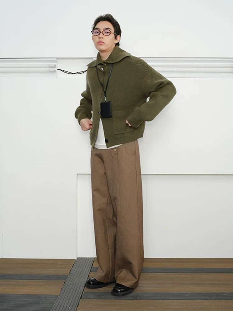 Men's High Neck Wool Cardigan