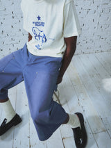 Washed Indigo Cargo Cropped Pants