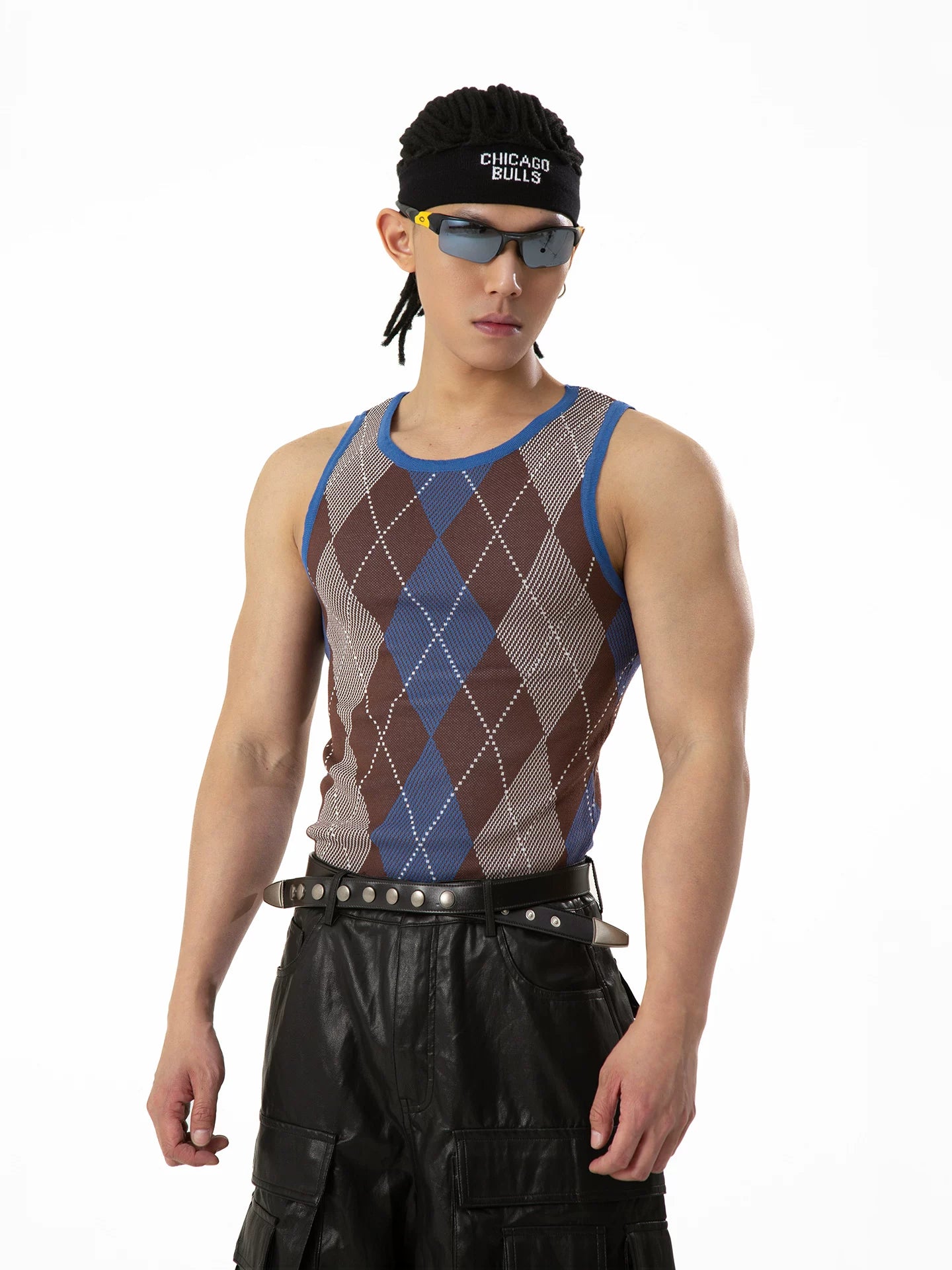Men's Colorblock Plaid Knit Sports Vest