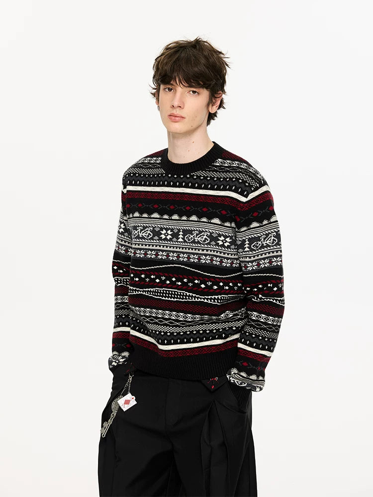 Fair Isle Milk Cotton Knit Sweater
