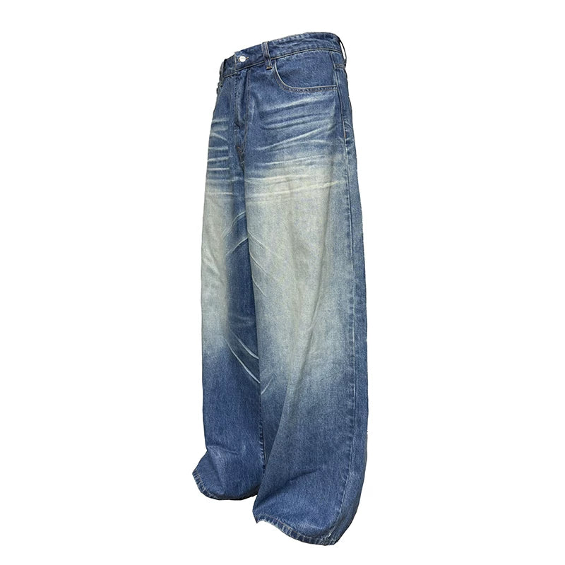 Icy Blue Vintage Coated Baggy Jeans