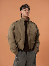 Army Green Unisex Cropped Flight Jacket