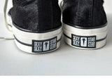 Black Leather Blend Vulcanized Tongue Sneakers