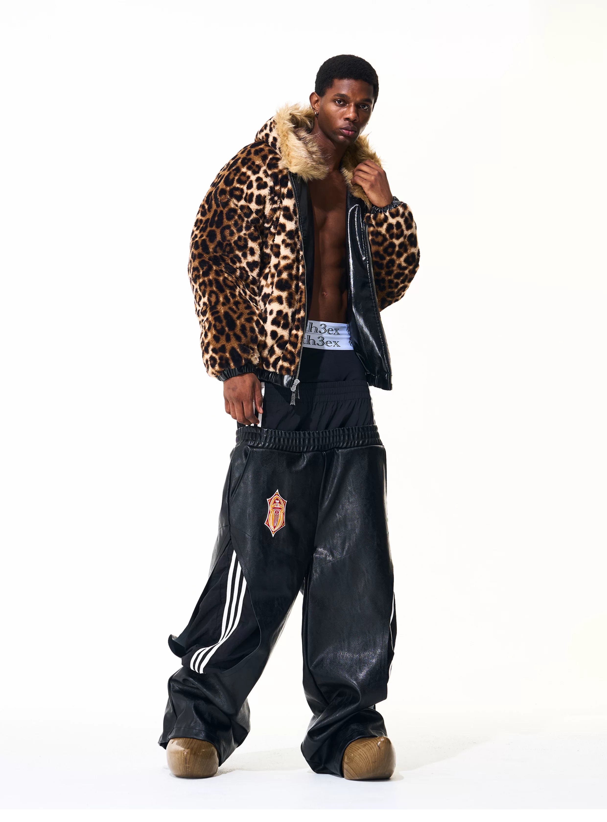 Men's Reversible Quilted Leopard Leather Jacket