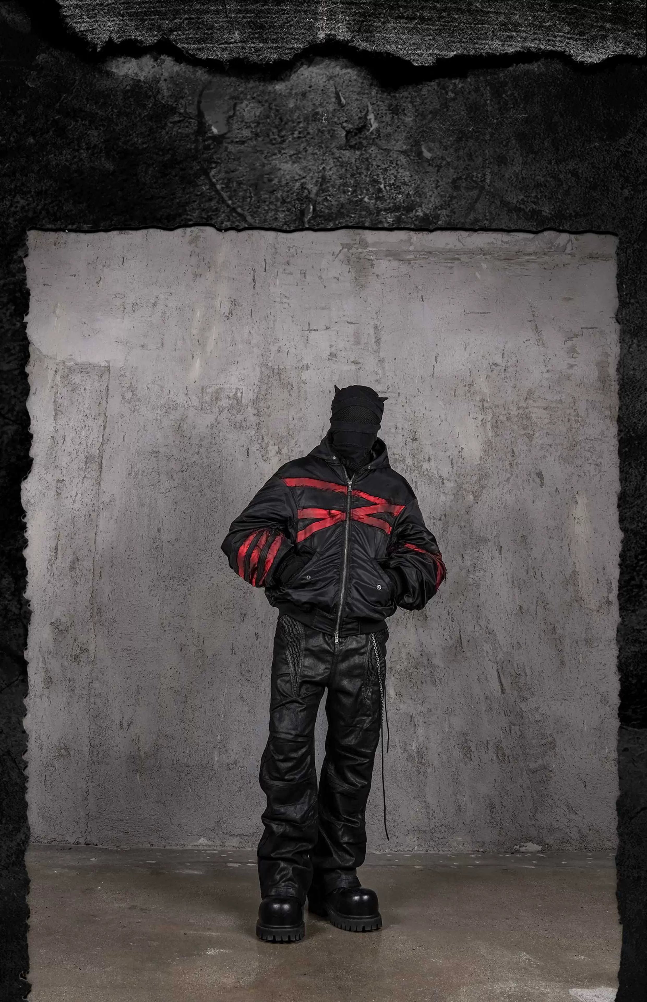 Burnt Red Distressed Bandage MA1 Jacket