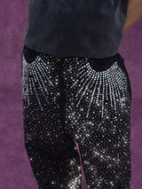 Men's Black Sparkly Wide Leg Jeans