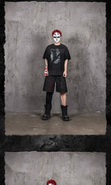 Crew Neck Distressed Raven Print Tee