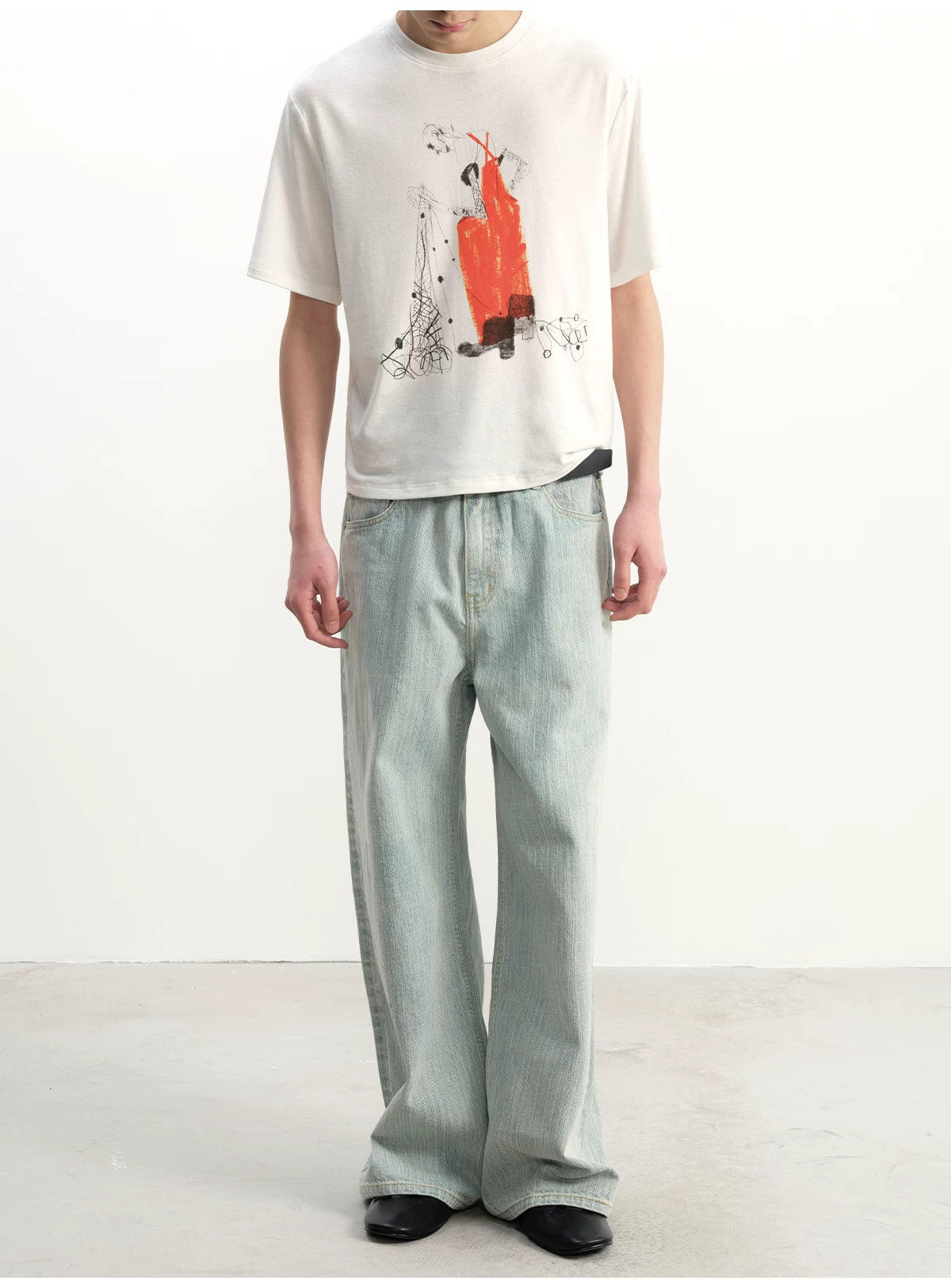 Light Blue Slub Straight Denim Jeans