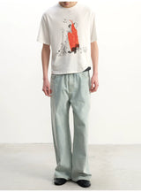 Light Blue Slub Straight Denim Jeans