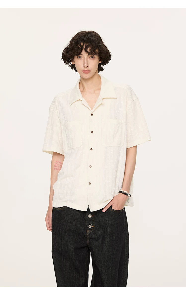 Wooden Button Short Sleeve Knitted Shirt