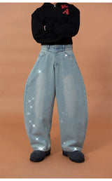 Men's Vintage Blue Riveted Sequin Jeans