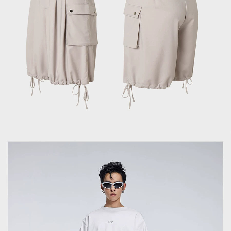 Casual Three Color Pocket Drawstring Shorts